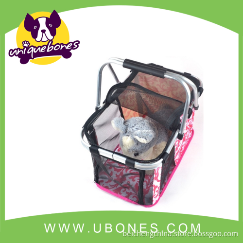 Portable hand-held basket foldable cat baskets dog carrier aluminum support oxford cloth